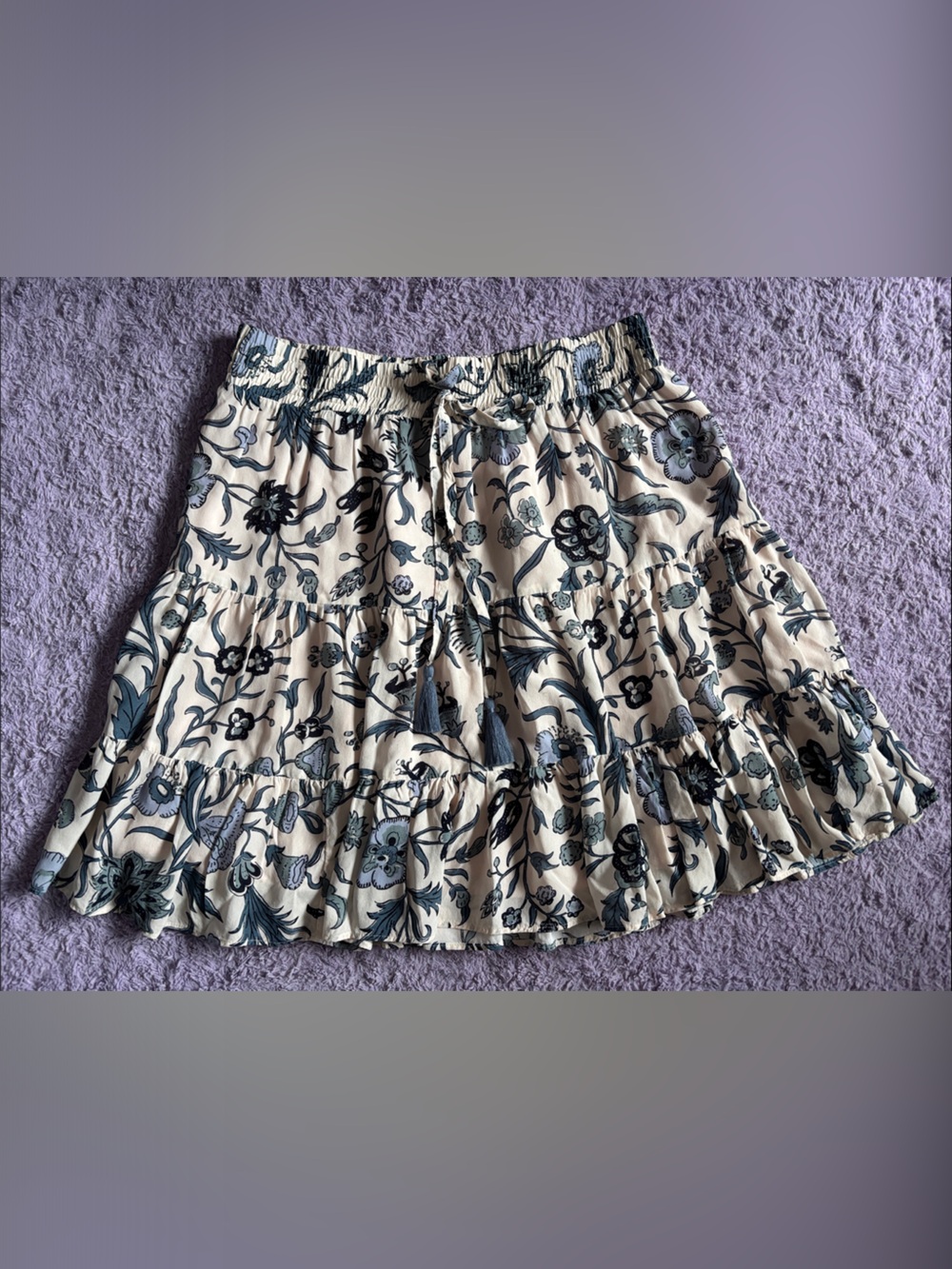 Spartina 449 Cream Skirt with Blue Floral Print